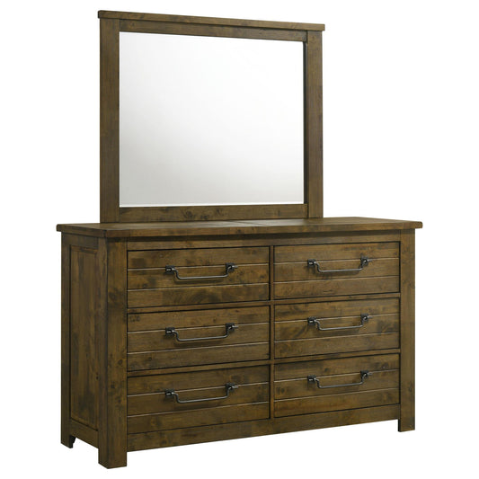 Doherty 6-drawer Dresser with Mirror Rustic Brown