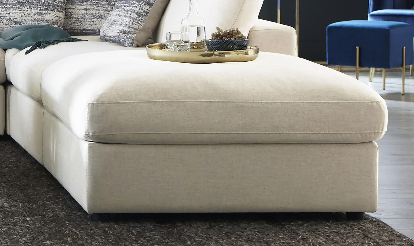 Serene Square Upholstered Ottoman Beige