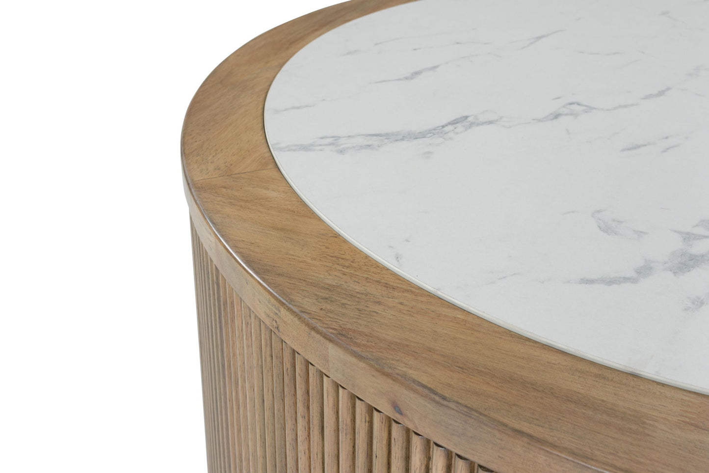 Camdill - Round Cocktail Table - Light Brown / White