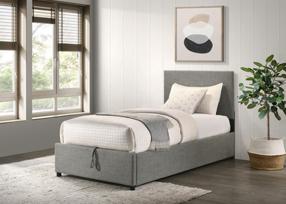 Reeves Upholstered Twin Lift-Top Storage Platform Bed Grey