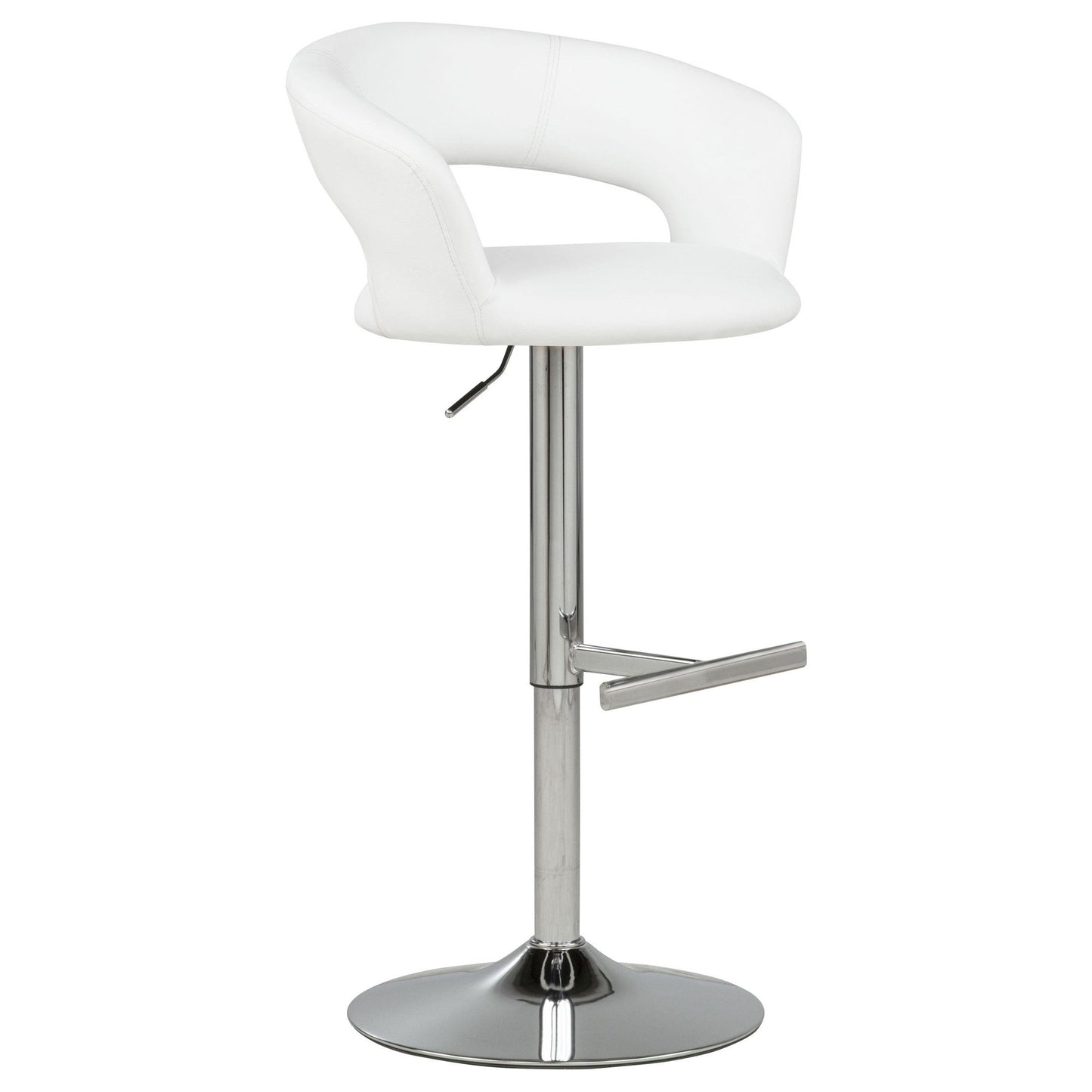 Travia Adjustable Leatherette Swivel Bar Stool White and Chrome