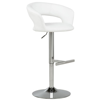 Travia Adjustable Leatherette Swivel Bar Stool White and Chrome