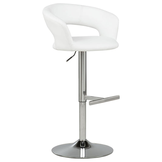 Travia Adjustable Leatherette Swivel Bar Stool White and Chrome