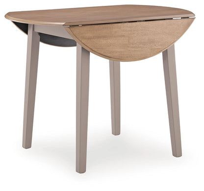 Harperfeld - Round Dining Room Drop Leaf Table - Natural / Gray