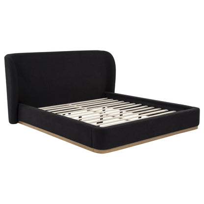 Blaire Upholstered California King Wingback Platform Bed Black