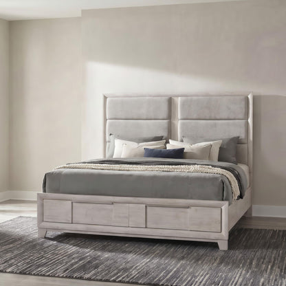 Farre Queen Upholstered Storage Platform Bed Washed Grey