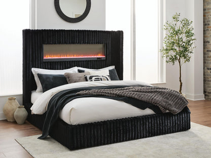 Tayleena - Upholstered Bed With Fireplace And Wireless Audio