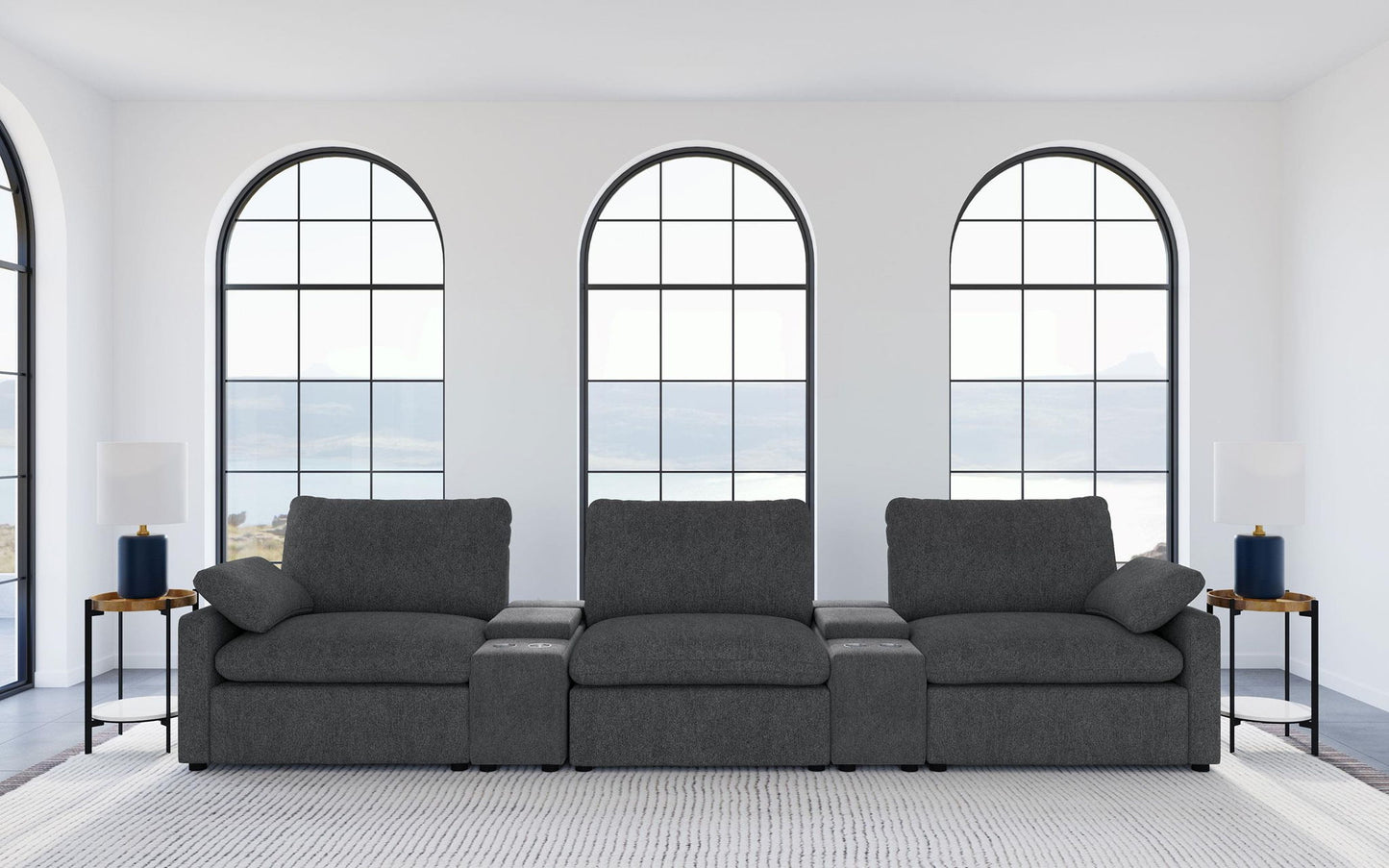 Collins 5-Piece Power Reclining Home Theater Seating Dark Grey