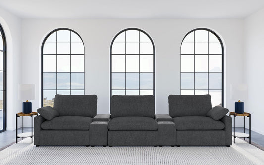 Collins 5-Piece Power Reclining Home Theater Seating Dark Grey