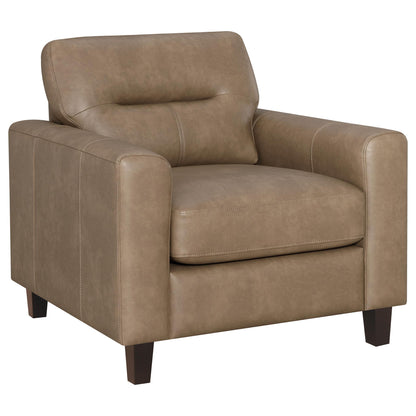 Scotland Faux Leather Upholstered Track Arm Chair Brown