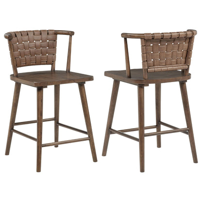 Tallis Woven Leatherette Back Counter Chair Brown (Set of 2)