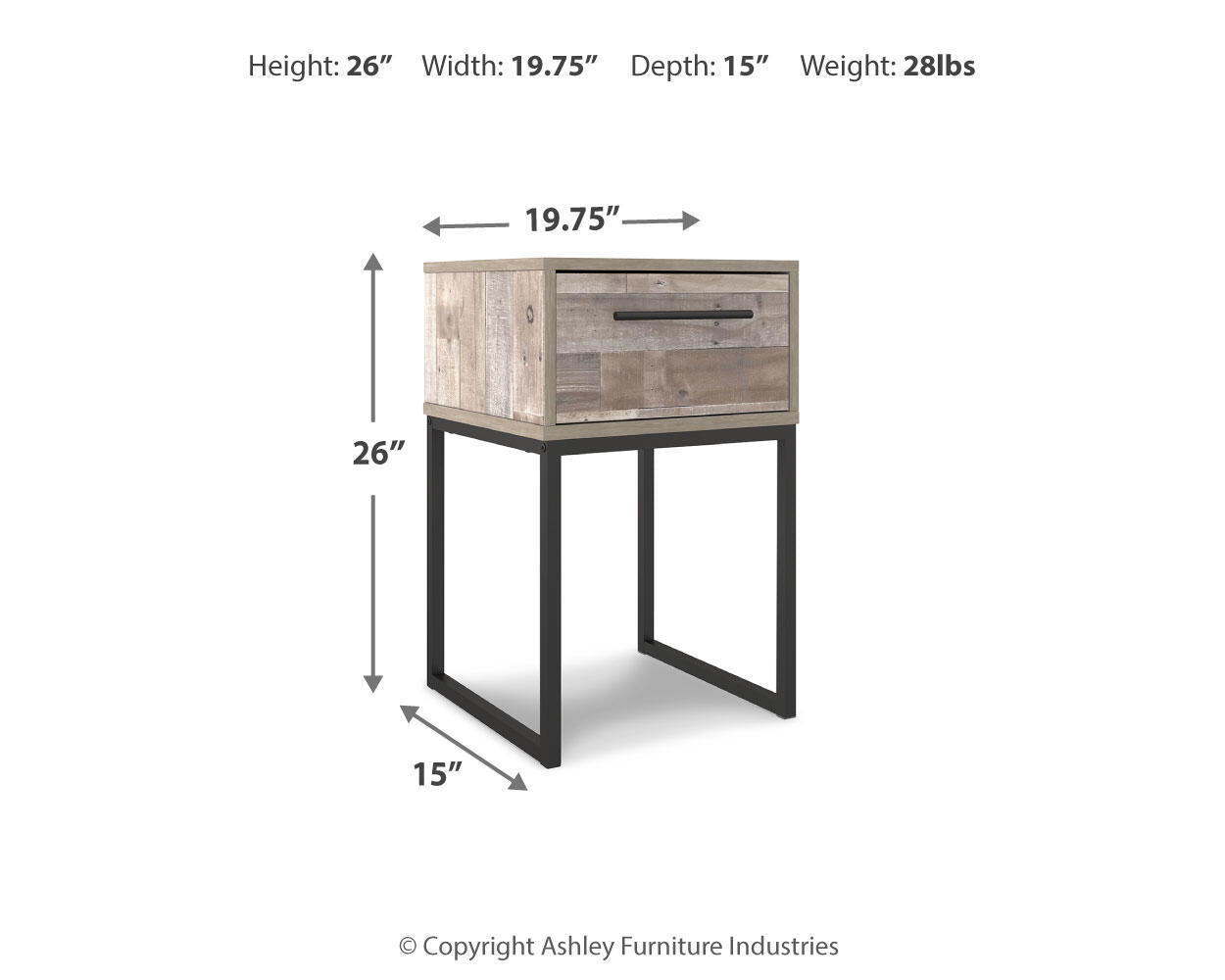 Neilsville - One Drawer Night Stand - Vinyl-Wrapped - Whitewash