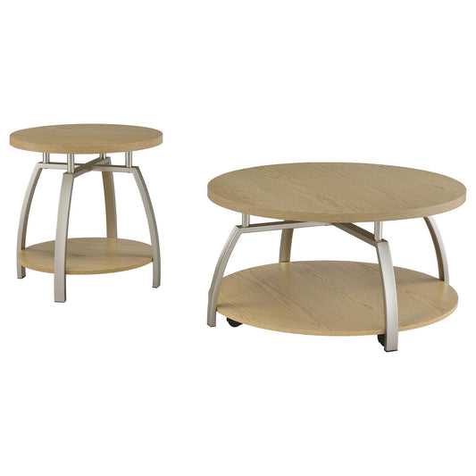 Dacre 2-piece Round Coffee and End Table Set Greige