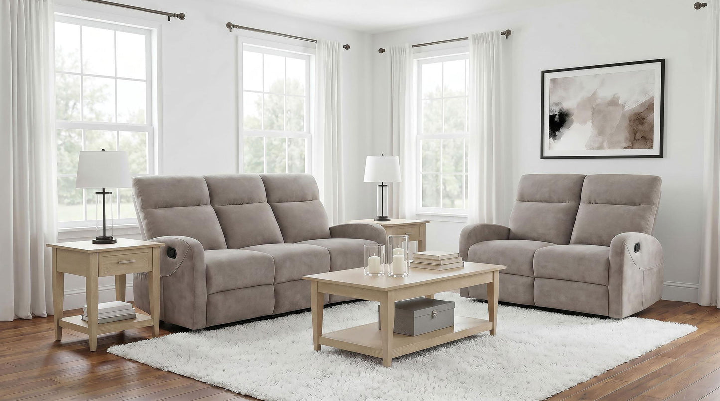 Hamilton 2-piece Chenille Manual Reclining Sofa Set Sand
