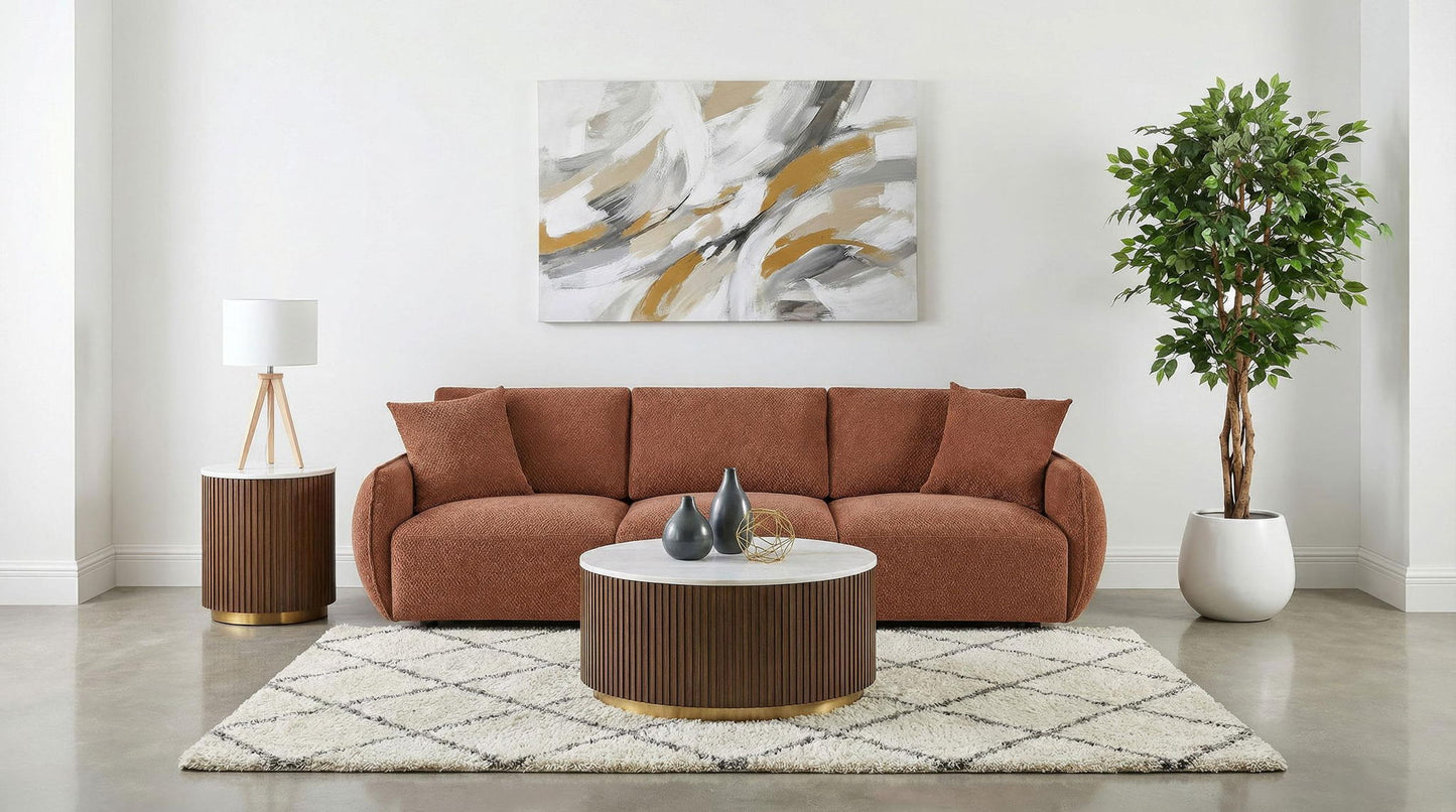 Elysia Fabric Upholstered Modular Lounge Sofa Coral