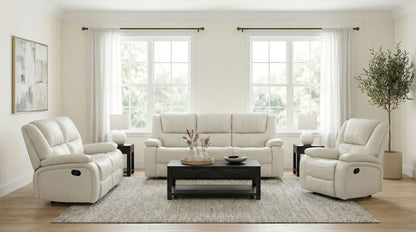 Camila 3-piece Upholstered Reclining Sofa Set White