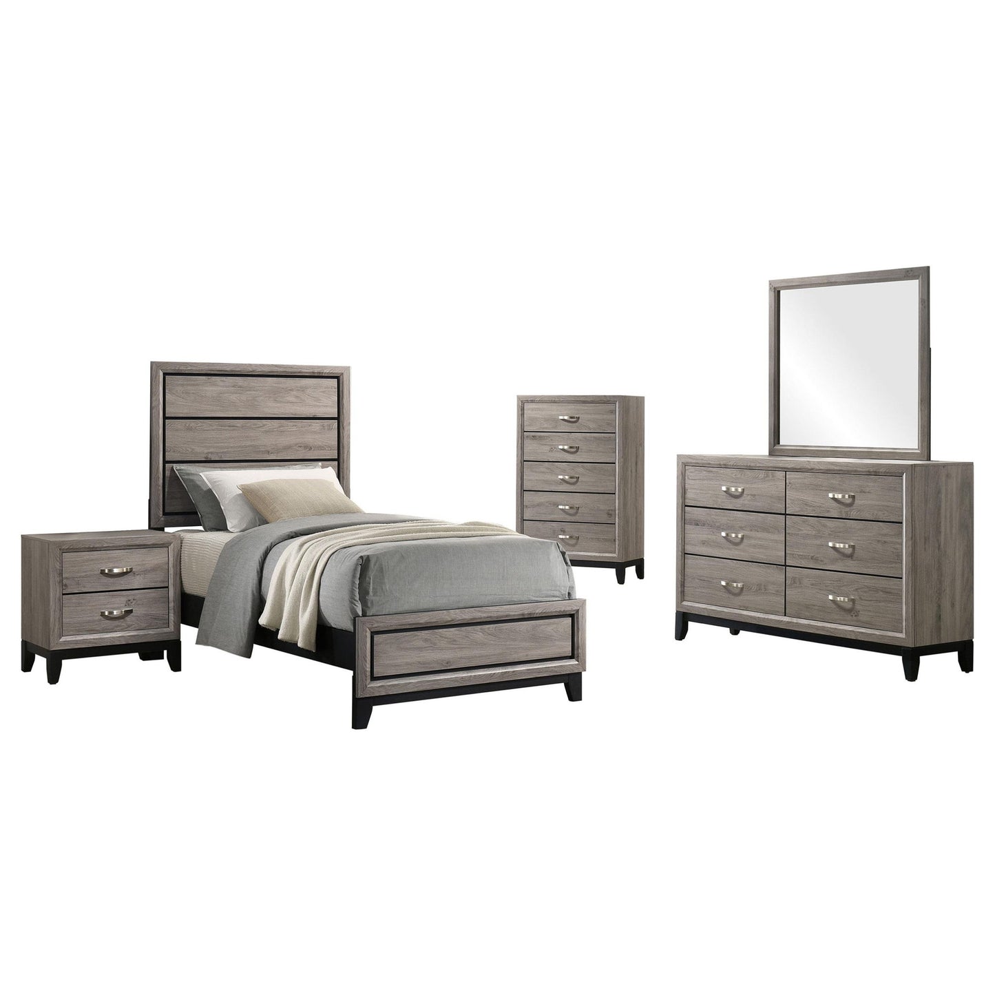Valen Five-piece Twin Bedroom Set Light Taupe