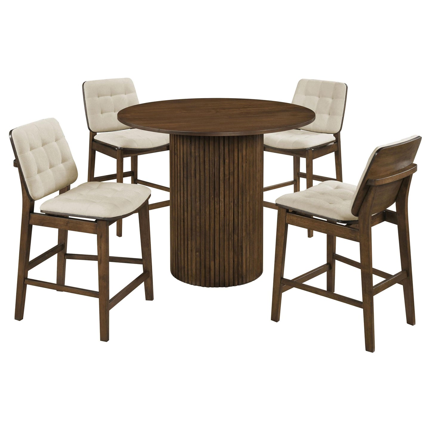 Hamlyn 5-piece Round Wood Counter Height Dining Set Cream and Walnut