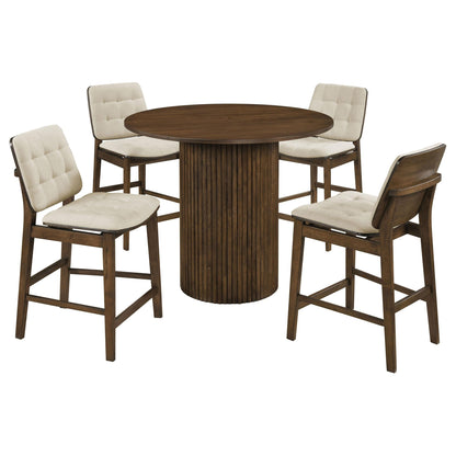 Hamlyn 5-piece Round Wood Counter Height Dining Set Cream and Walnut