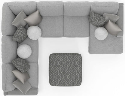 Canyon - 4 Piece Sectional With Cuddler Seat Cushions, Included Accent Pillows And Cocktail Ottoman (Right Side Facing Chaise) - Platinum