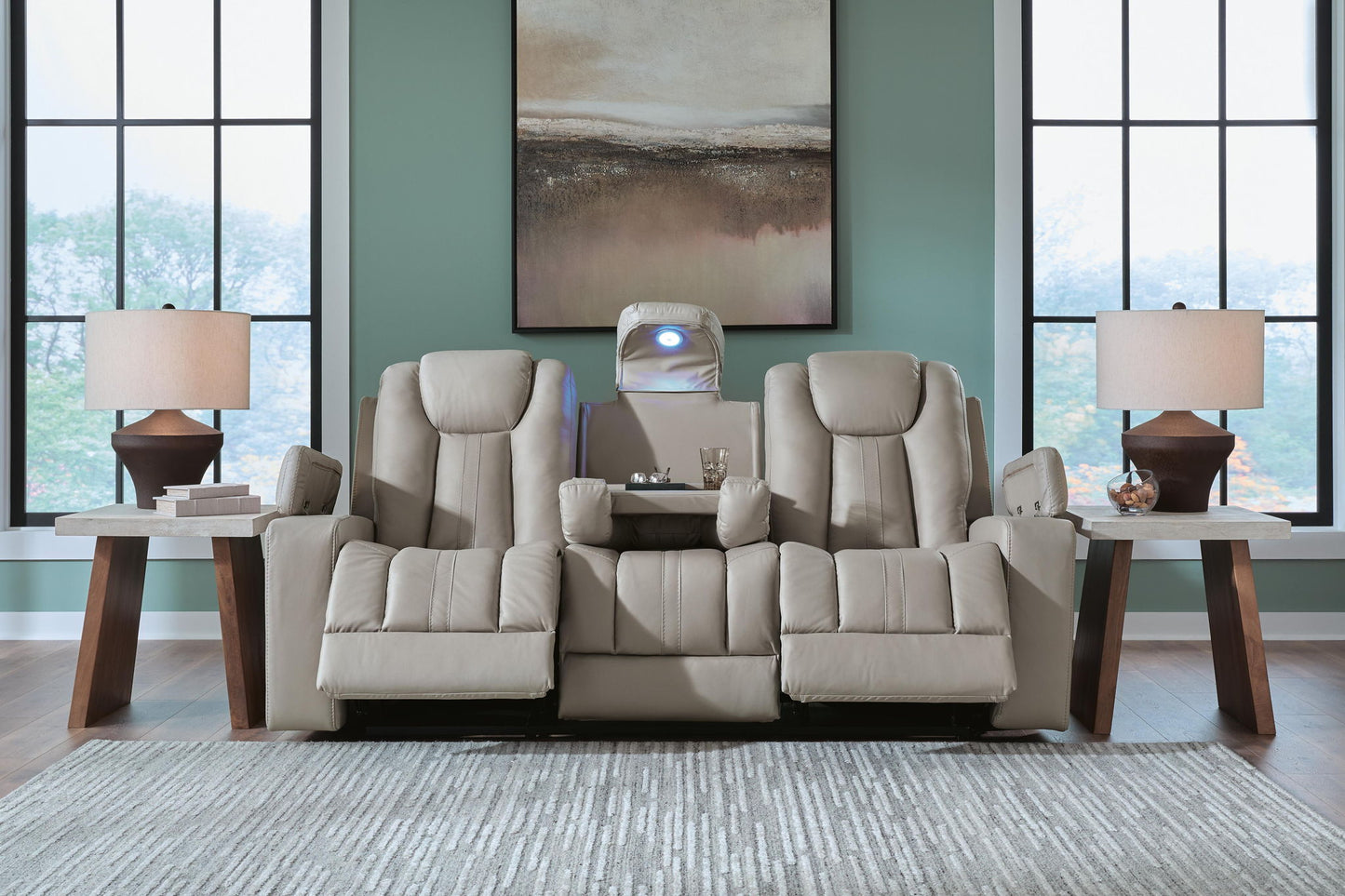 Elevate Edges - Reclining Sofa With Drop Down Table - Coin