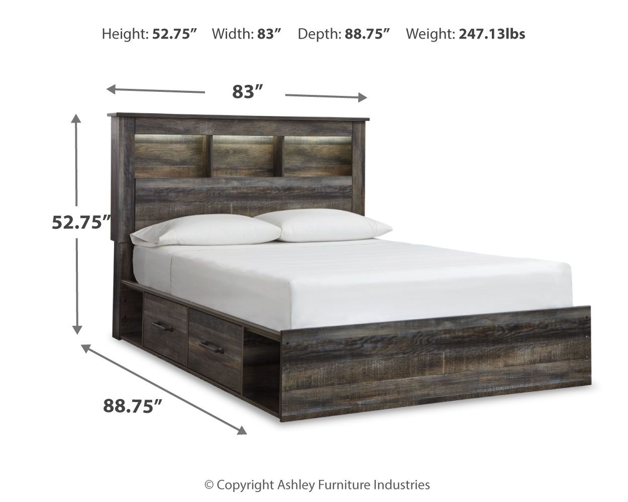 Drystan - Panel Bookcase Bed