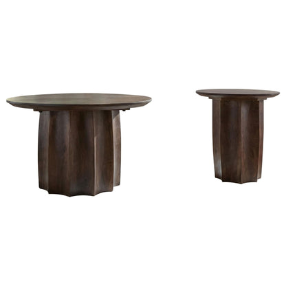 Cayenne 2-piece Solid Mango Wood Coffee Table Set Walnut