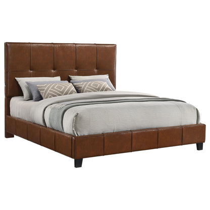 Farrell California King Leatherette Panel Bed Brown