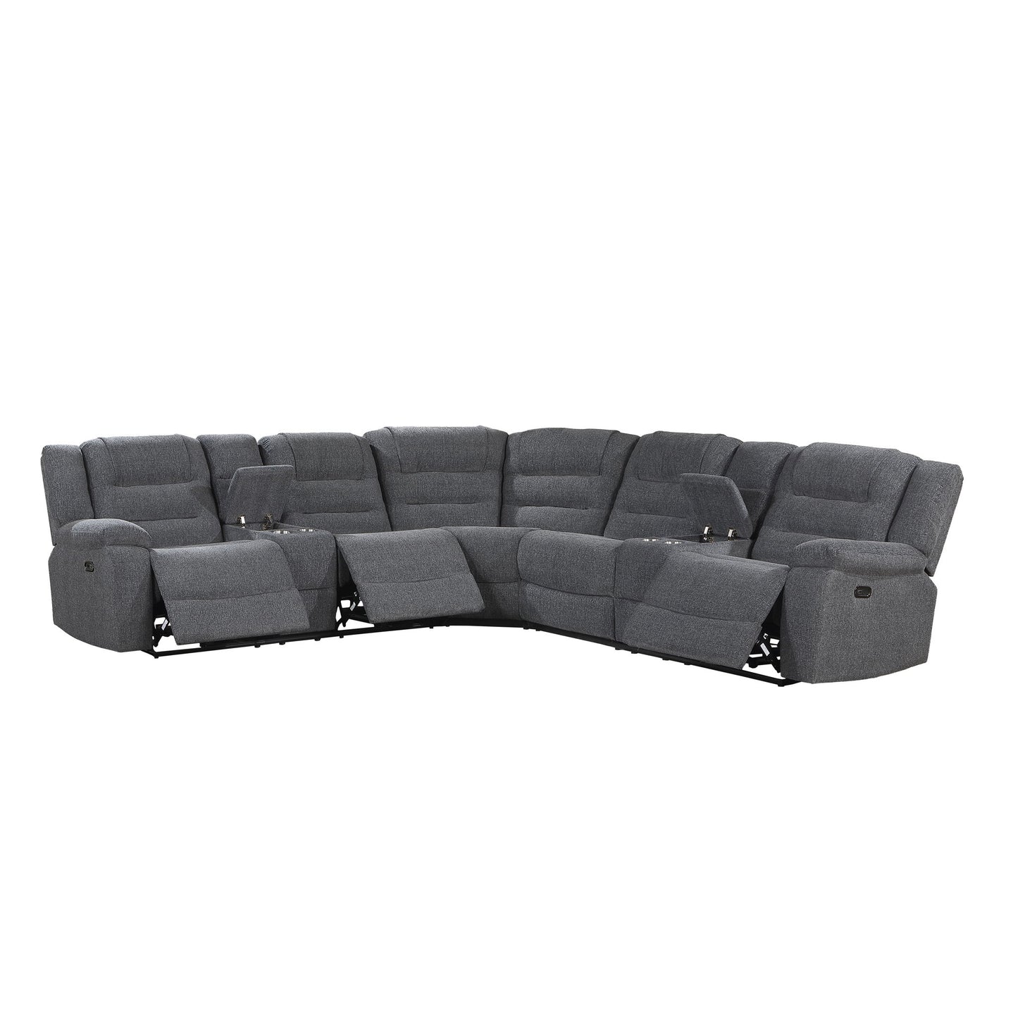 Redondo - Power 3 Piece Ssectional (2 Loveseats & Wedge) - Dark Gray