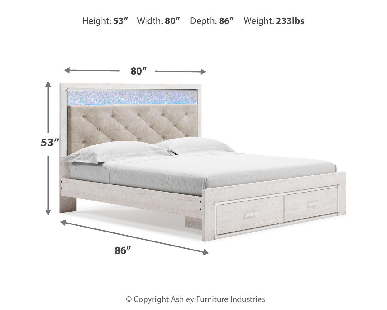 Altyra - King Upholstered Storage Bed - White