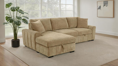 Pastrana Upholstered Sleeper Sectional Sofa LAF Chaise Camel