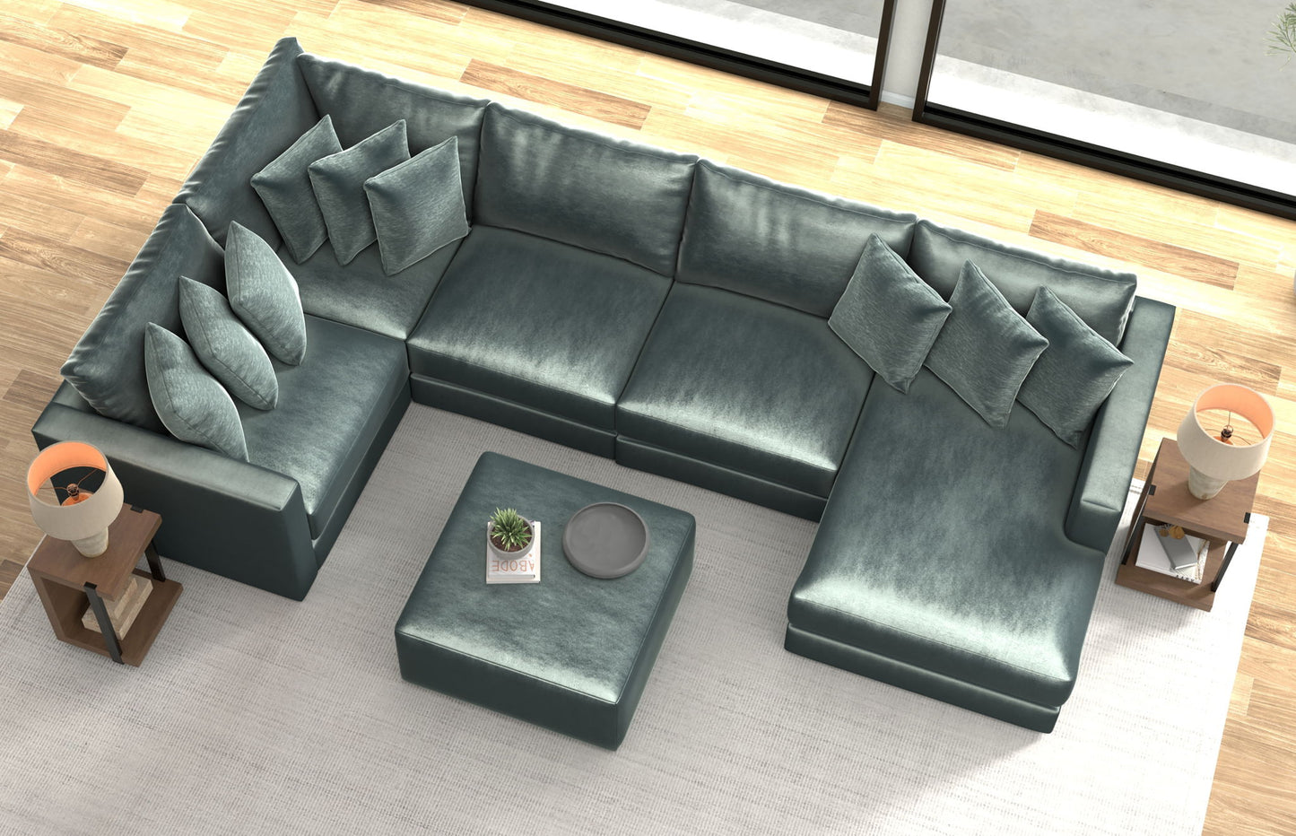 Remington - Modular Sofa And Cocktail Ottoman - Pine