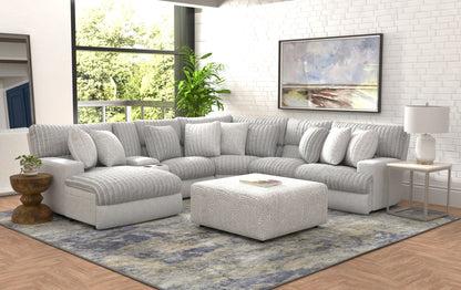 Abraxas - 6 Piece Power Reclining Sectional With Lay-Back Chaise, 2 Reclining Seats, And Included Cocktail Ottoman (LSF Chaise) - Moonstruck