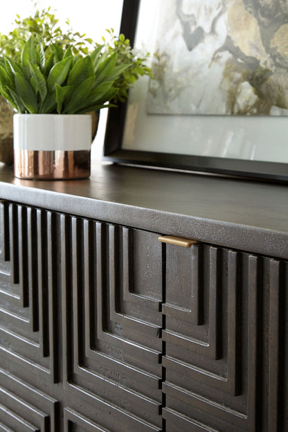 Elinmore - Accent Cabinet - Brown / Gold Finish