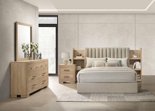 Arielle 4-piece Eastern King Bedroom Set Light Oak
