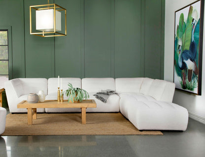 Sunny 6-piece Upholstered Modular Sectional Sofa Ivory Sherpa