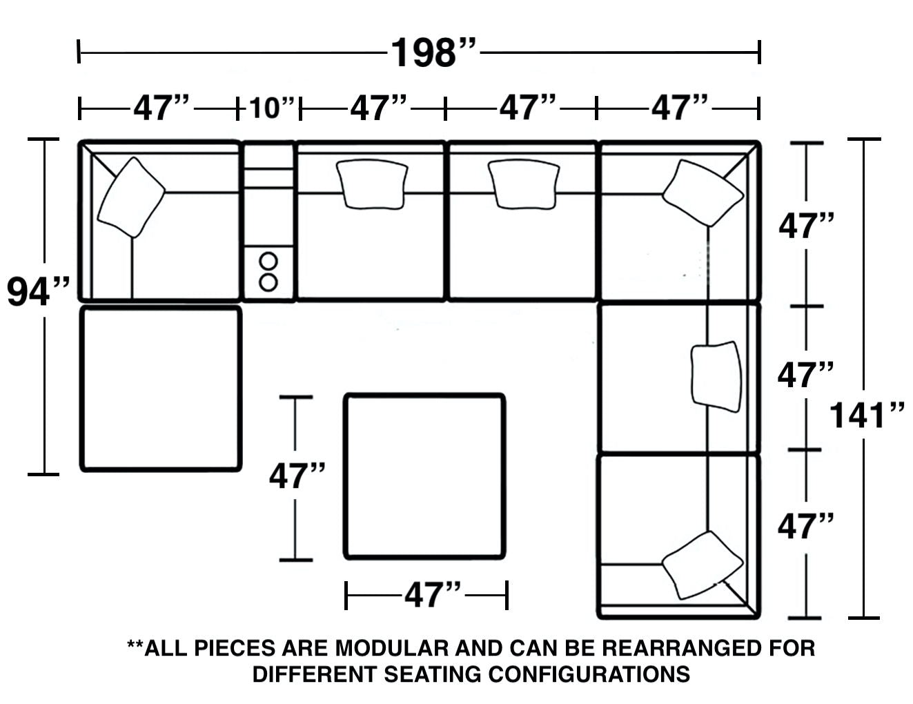Posh - Modular Sectional And Ottoman
