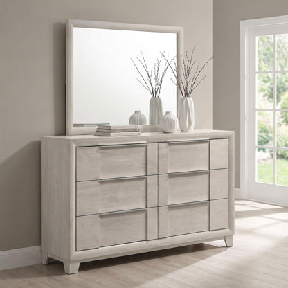Farre 6-drawer Dresser with Mirror Washed Grey