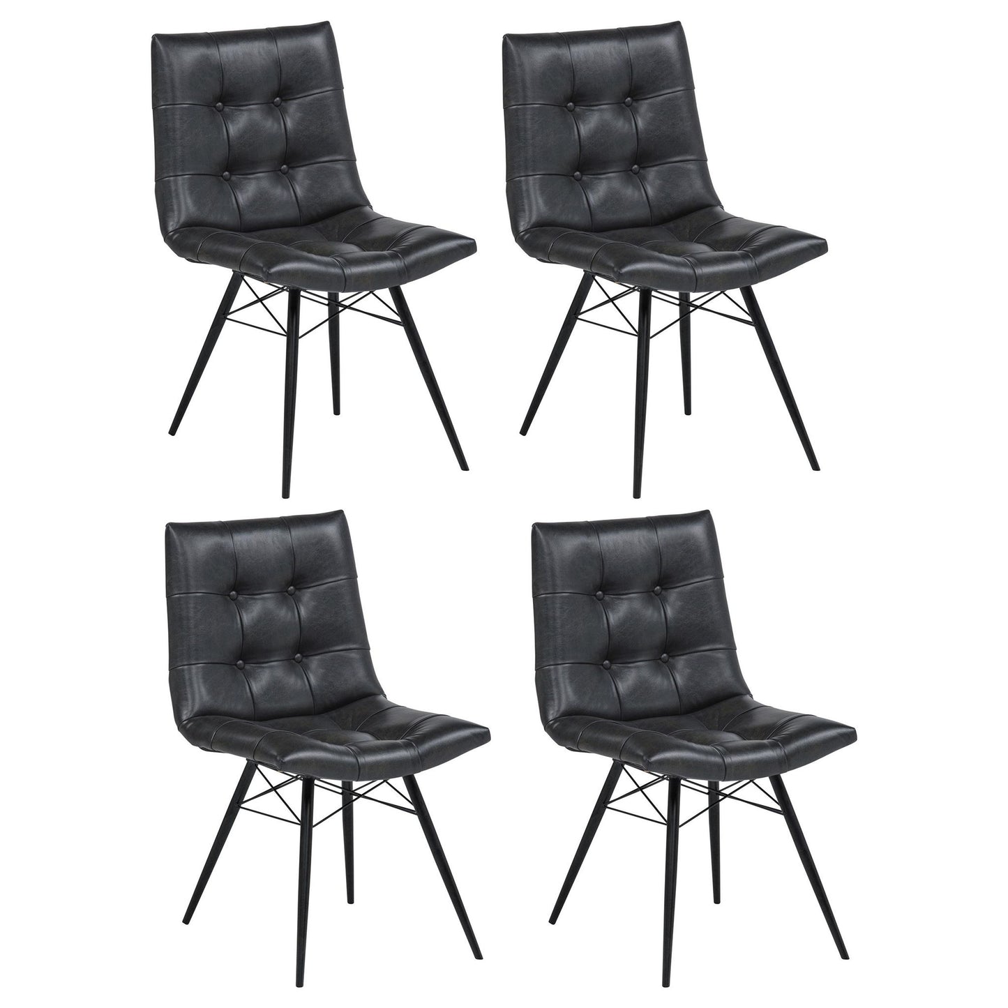 Aiken Faux Leather Upholstered Dining Side Chair Charcoal Grey (Set of 4)