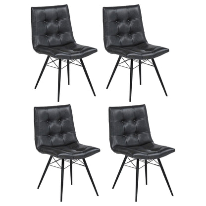 Aiken Faux Leather Upholstered Dining Side Chair Charcoal Grey (Set of 4)