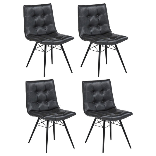 Aiken Faux Leather Upholstered Dining Side Chair Charcoal Grey (Set of 4)