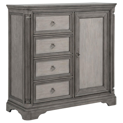 Cresswell 4-drawer Door Chest with Hidden Storage Weathered Taupe