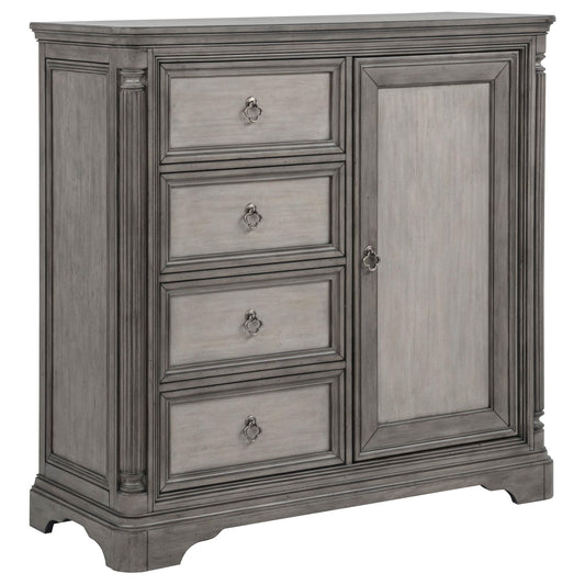 Cresswell 4-drawer Door Chest with Hidden Storage Weathered Taupe