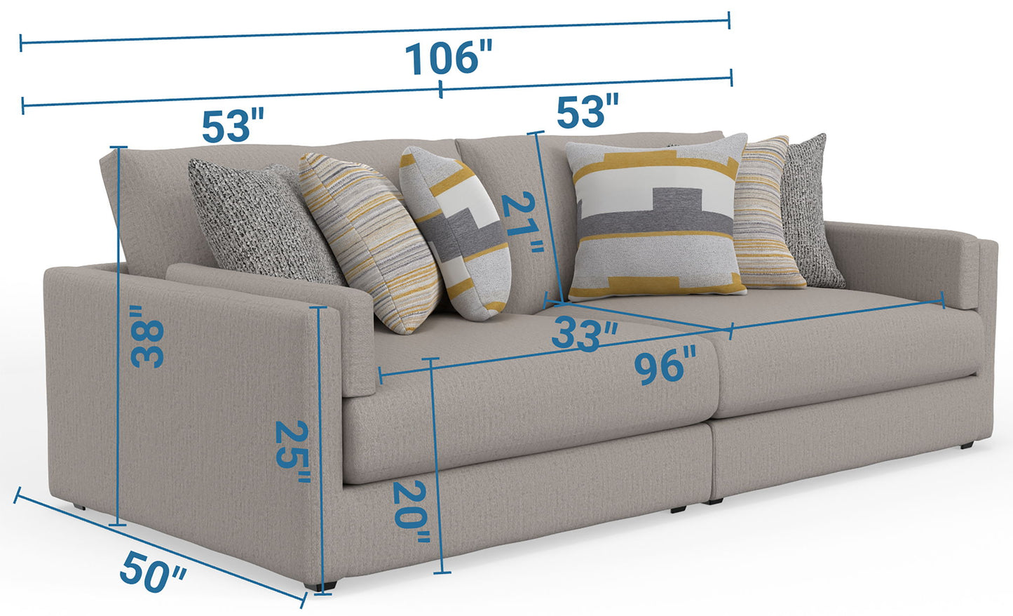 Trevor - Extra Deep Oversized Sofa With Included Storage Cocktail Ottoman
