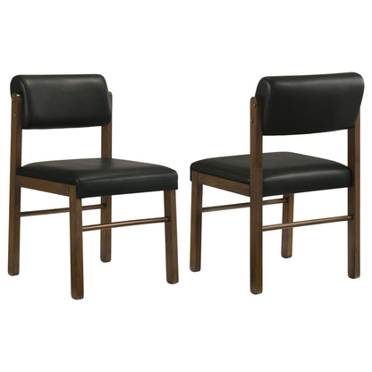 Kehoe Upholstered Dining Side Chair Black and Walnut (Set of 2)