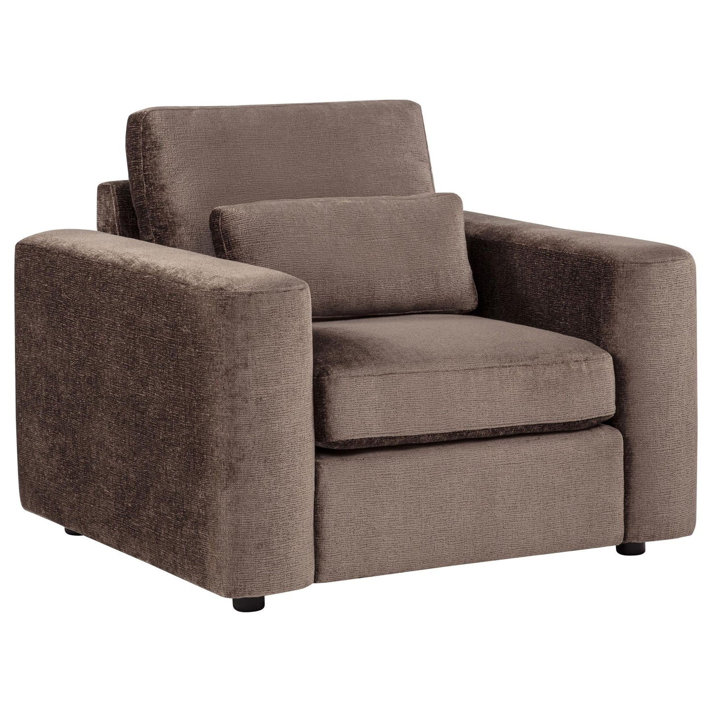 Amador Chenille Upholstered Track Arm Accent Chair Chocolate
