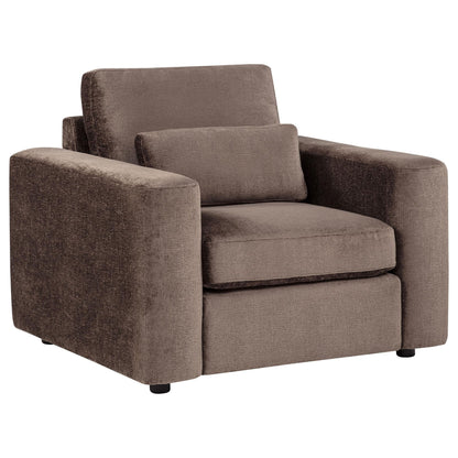 Amador Chenille Upholstered Track Arm Accent Chair Chocolate