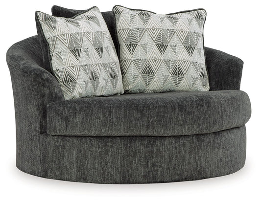 Biddeford - Oversized Swivel Accent Chair - Shadow
