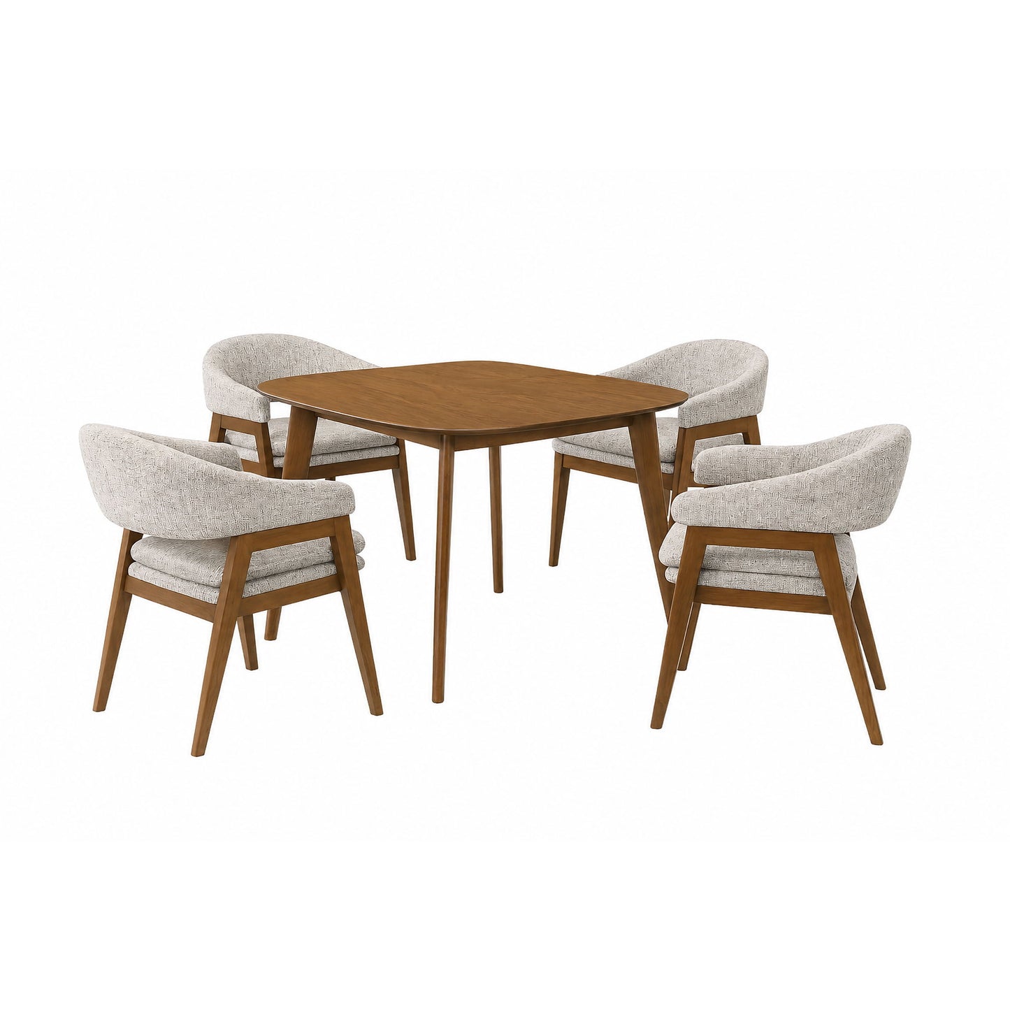 Miller - 5 Piece Set (39" Square Dining Table With 4 Arm Chairs) - Walnut / Gray