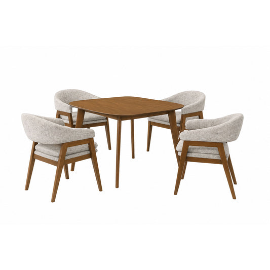 Miller - 5 Piece Set (39" Square Dining Table With 4 Arm Chairs) - Walnut / Gray